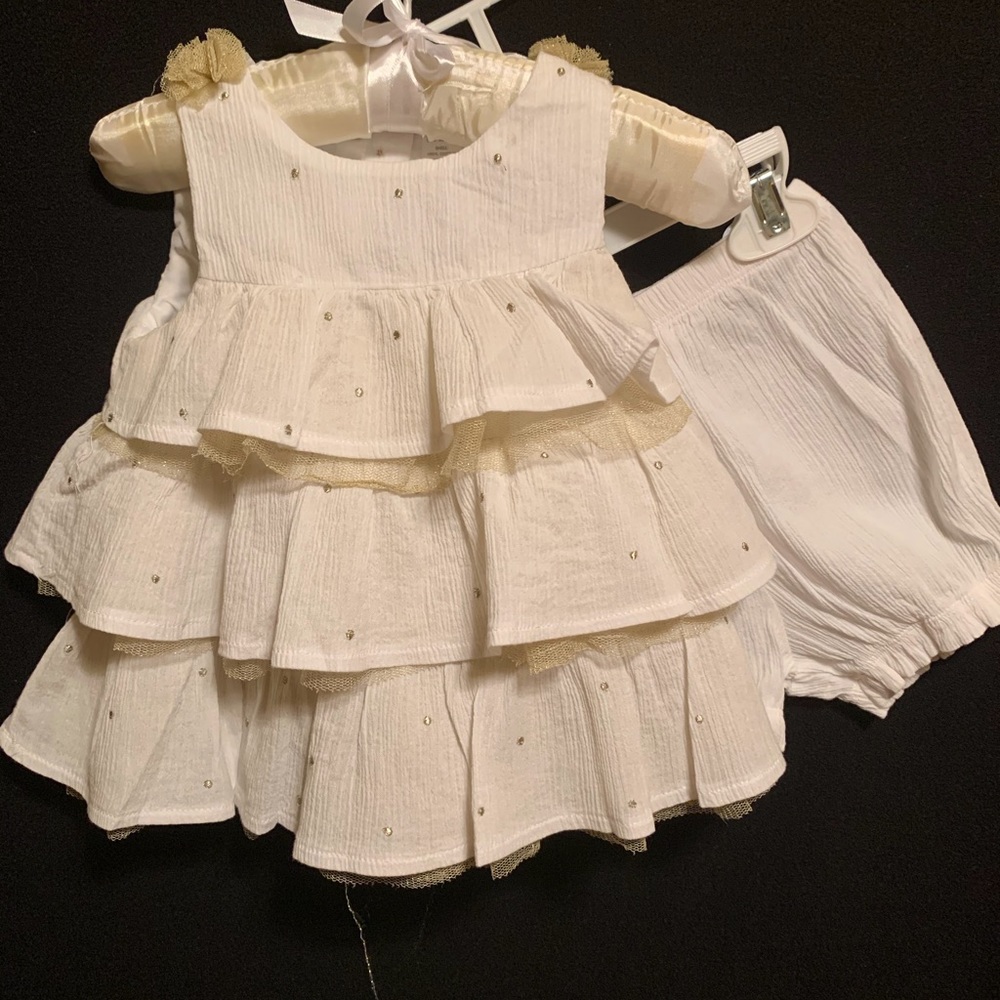 Cream with gold polka dots and tulle outfit